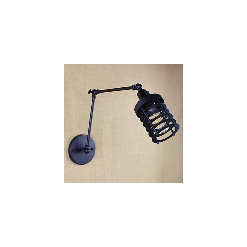 Applique da parete moderna a braccio oscillante nera con interruttore, E12/E14, 40 W
