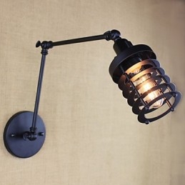 Applique da parete moderna a braccio oscillante nera con interruttore, E12/E14, 40 W