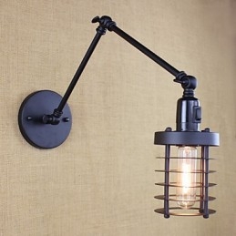 Applique da parete moderna a braccio oscillante nera con interruttore, E12/E14, 40 W