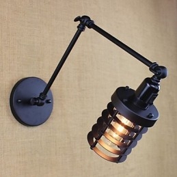 Applique da parete moderna a braccio oscillante nera con interruttore, E12/E14, 40 W