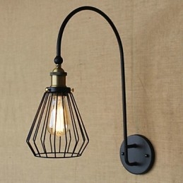 Applique da parete decorativa a testa singola grande in metallo nero stile mediterraneo nordico retrò