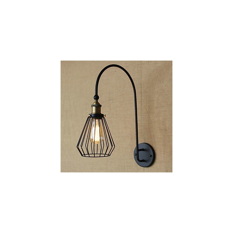Applique da parete decorativa a testa singola grande in metallo nero stile mediterraneo nordico retrò
