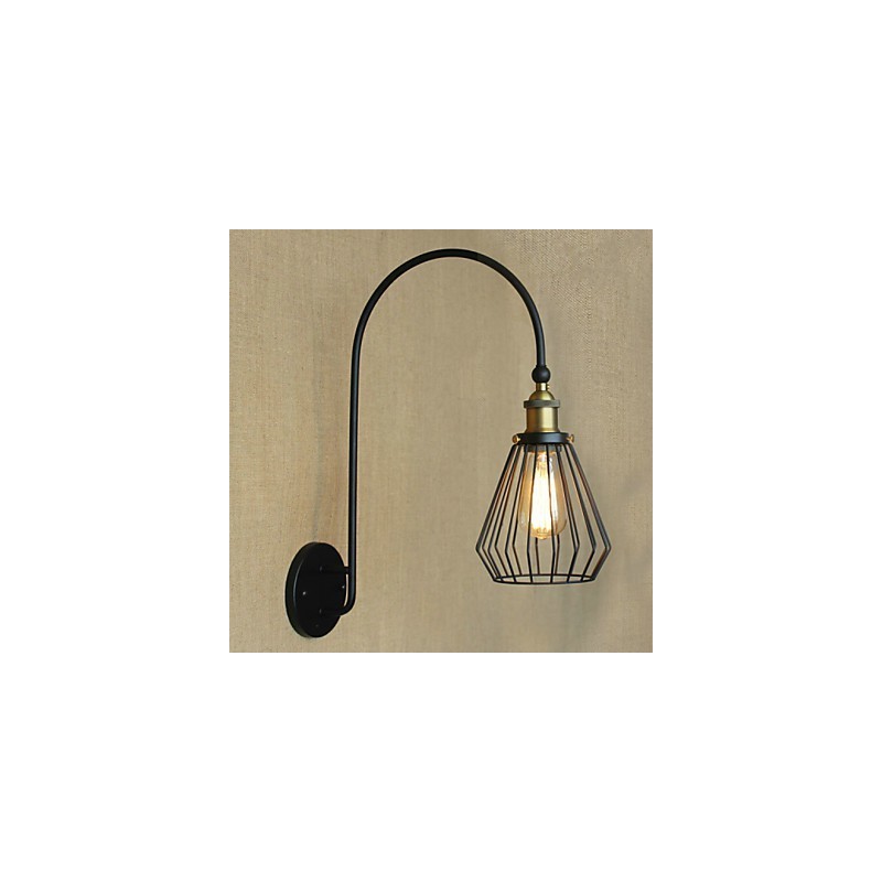 Applique da parete decorativa a testa singola grande in metallo nero stile mediterraneo nordico retrò