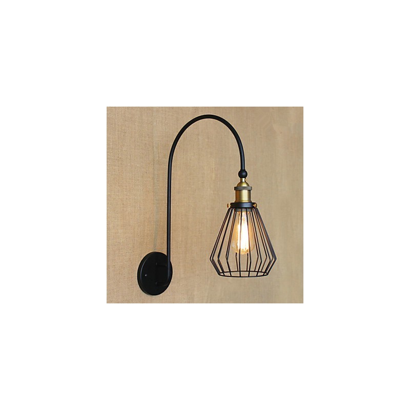 Applique da parete decorativa a testa singola grande in metallo nero stile mediterraneo nordico retrò