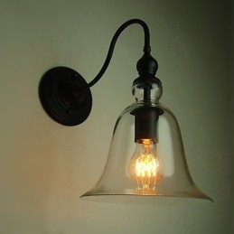 Applique da parete vintage in acciaio e vetro, 1 luce
