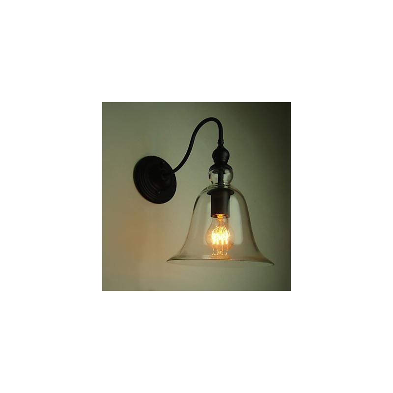 Applique da parete vintage in acciaio e vetro, 1 luce