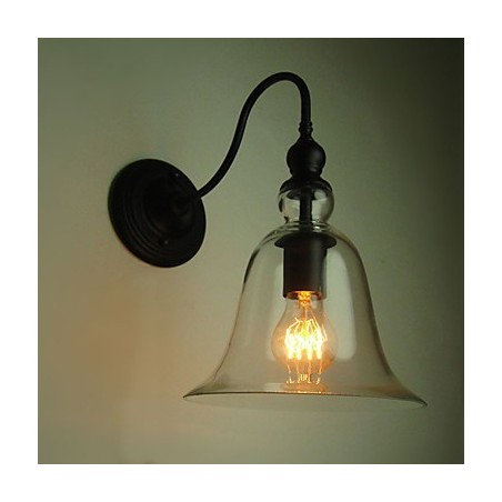 Applique da parete vintage in acciaio e vetro, 1 luce
