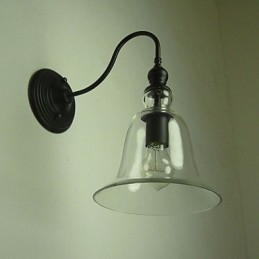 Applique da parete vintage in acciaio e vetro, 1 luce