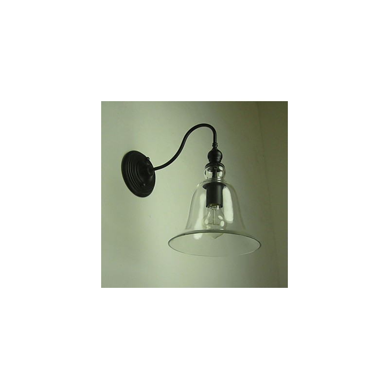 Applique da parete vintage in acciaio e vetro, 1 luce