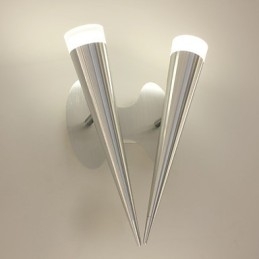 Applique da parete moderna in metallo e vetro trasparente argento, 2 LED integrati 10 W