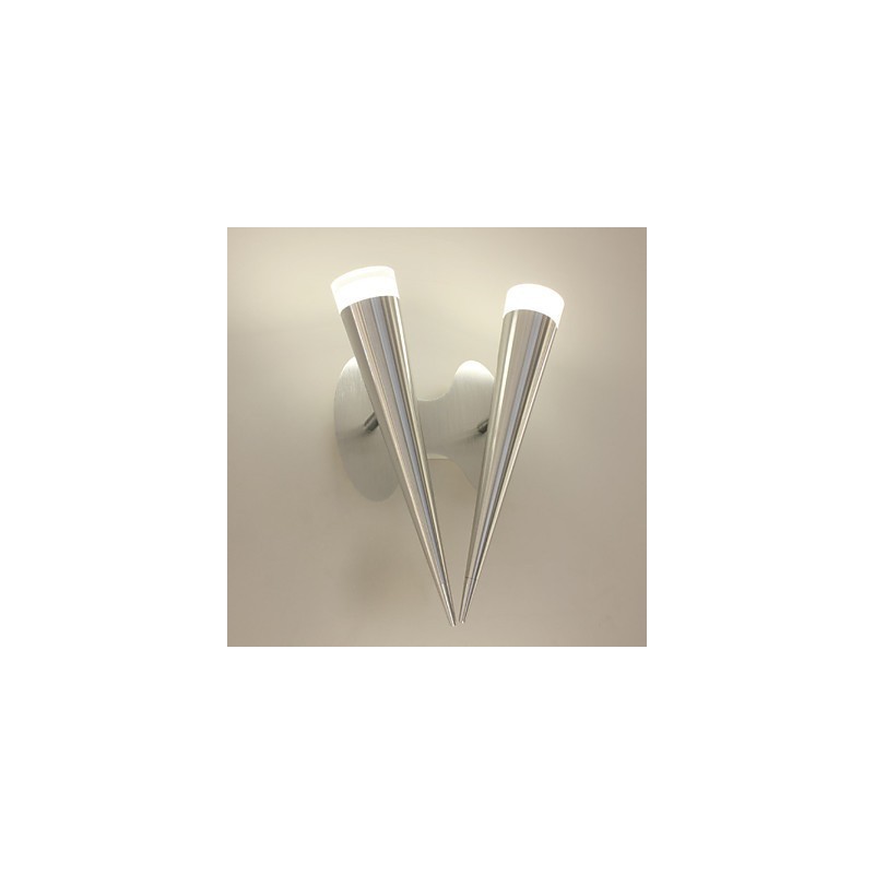 Applique da parete moderna in metallo e vetro trasparente argento, 2 LED integrati 10 W