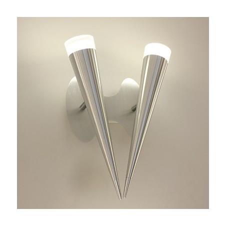 Applique da parete moderna in metallo e vetro trasparente argento, 2 LED integrati 10 W
