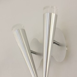 Applique da parete moderna in metallo e vetro trasparente argento, 2 LED integrati 10 W