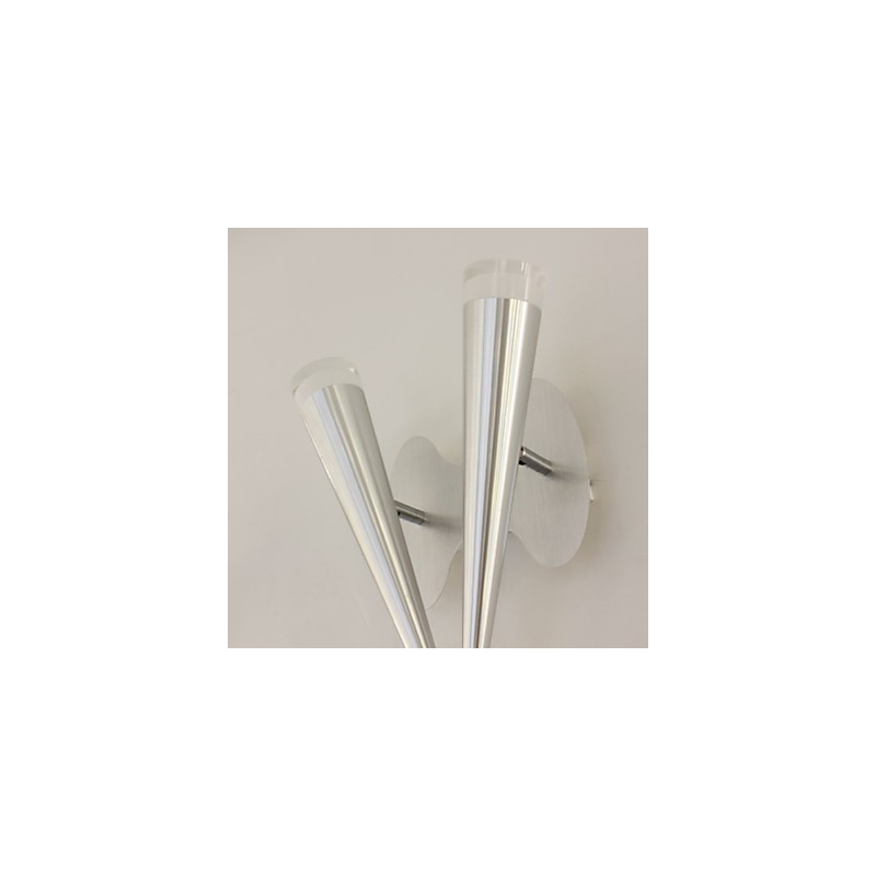 Applique da parete moderna in metallo e vetro trasparente argento, 2 LED integrati 10 W