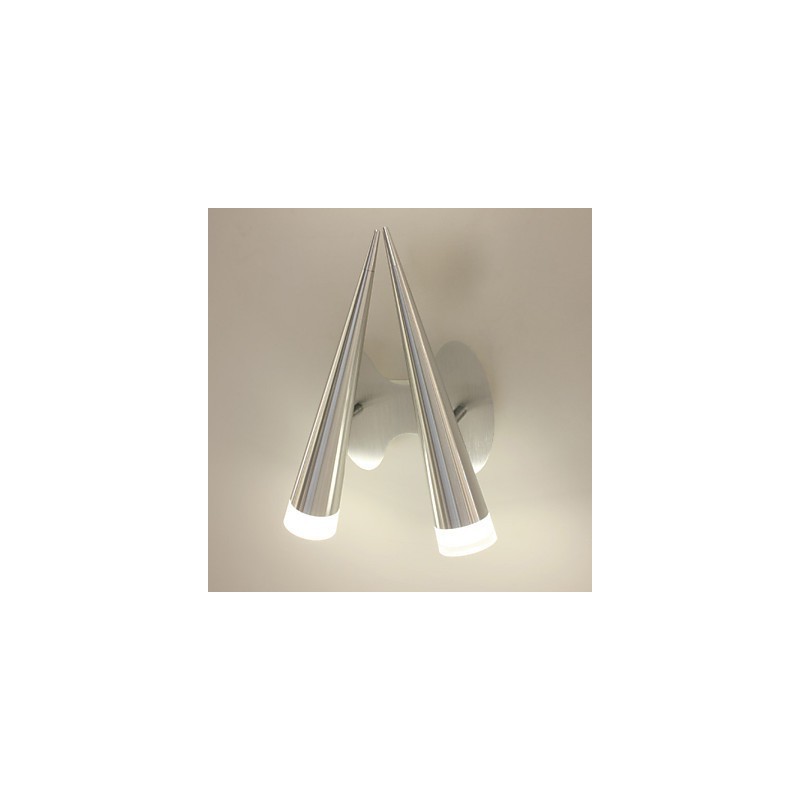 Applique da parete moderna in metallo e vetro trasparente argento, 2 LED integrati 10 W
