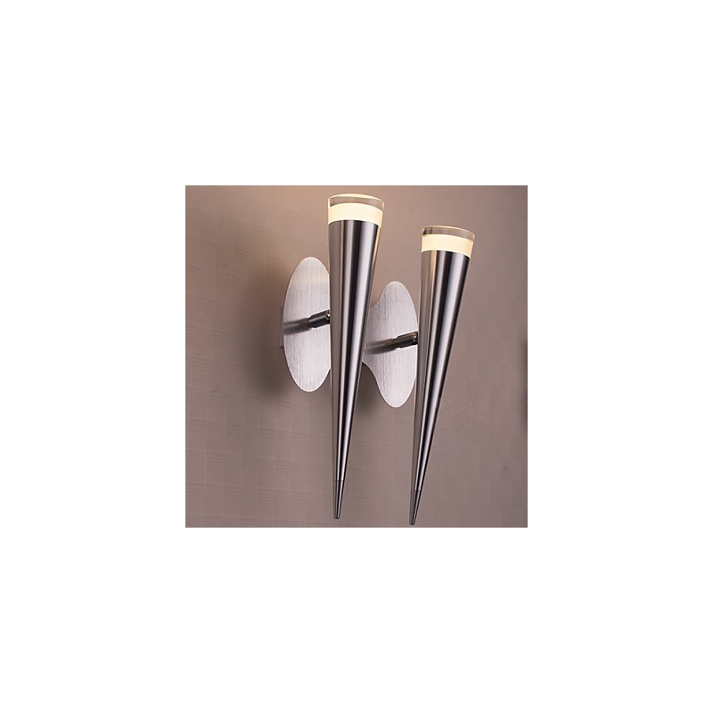 Applique da parete moderna in metallo e vetro trasparente argento, 2 LED integrati 10 W