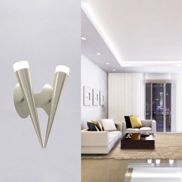 Applique da parete moderna in metallo e vetro trasparente argento, 2 LED integrati 10 W