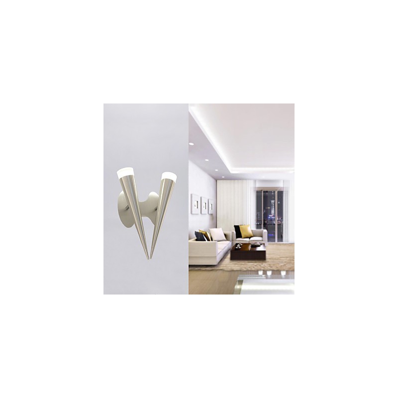 Applique da parete moderna in metallo e vetro trasparente argento, 2 LED integrati 10 W
