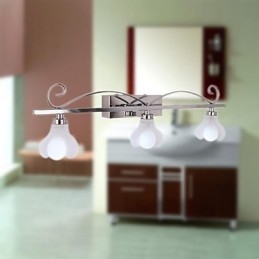 Applique da parete bagno moderna in metallo e vetro G4 3 lampadine