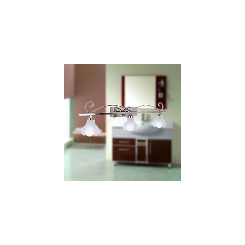 Applique da parete bagno moderna in metallo e vetro G4 3 lampadine
