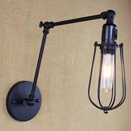 Applique da parete vintage nera a doppio braccio oscillante con interruttore