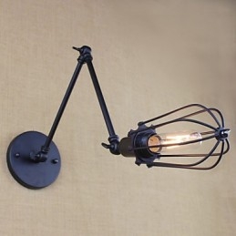 Applique da parete vintage nera a doppio braccio oscillante con interruttore