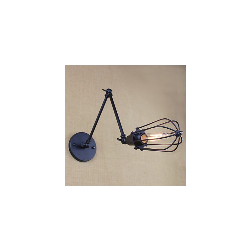 Applique da parete vintage nera a doppio braccio oscillante con interruttore