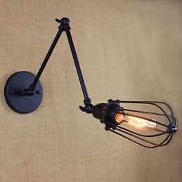 Applique da parete vintage nera a doppio braccio oscillante con interruttore