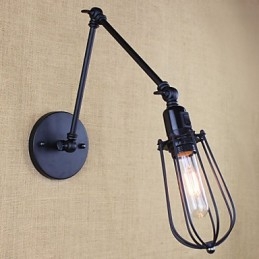 Applique da parete vintage nera a doppio braccio oscillante con interruttore