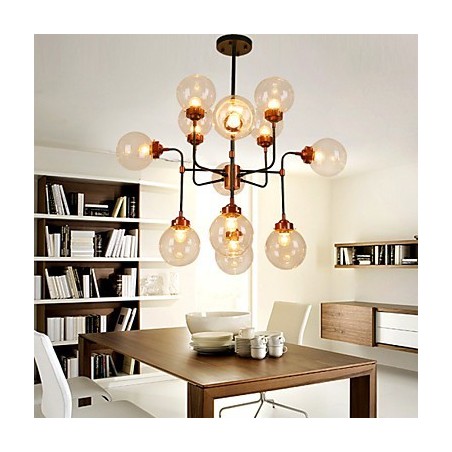 Lampada a soffitto a filo in ferro battuto Magic Beans, stile classico, nera, 3 livelli