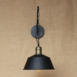 Applique da parete industriale americana in ferro battuto nero per camera da letto, comodino