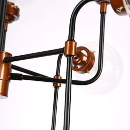 Lampada a soffitto a filo in ferro battuto Magic Beans, stile classico, nera, 3 livelli