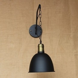 Applique da parete industriale americana retrò in ferro battuto, nero, E26/E27, 40W