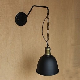 Applique da parete industriale americana retrò in ferro battuto, nero, E26/E27, 40W