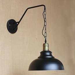 Applique da parete industriale retrò in ferro nero per camera da letto, comodino, con lampadina E26/E27