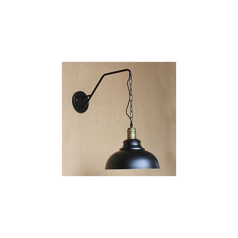 Applique da parete industriale retrò in ferro nero per camera da letto, comodino, con lampadina E26/E27