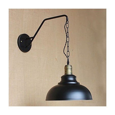 Applique da parete industriale retrò in ferro nero per camera da letto, comodino, con lampadina E26/E27