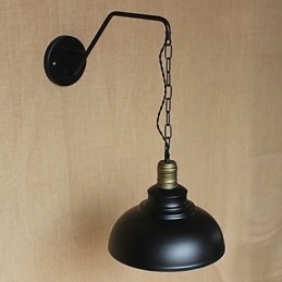 Applique da parete industriale retrò in ferro nero per camera da letto, comodino, con lampadina E26/E27