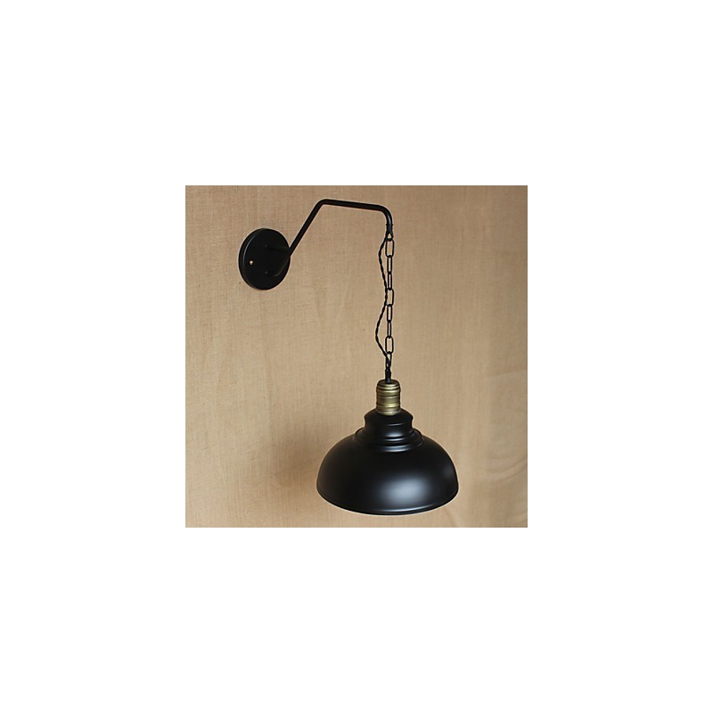 Applique da parete industriale retrò in ferro nero per camera da letto, comodino, con lampadina E26/E27