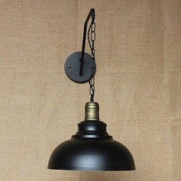 Applique da parete industriale retrò in ferro nero per camera da letto, comodino, con lampadina E26/E27