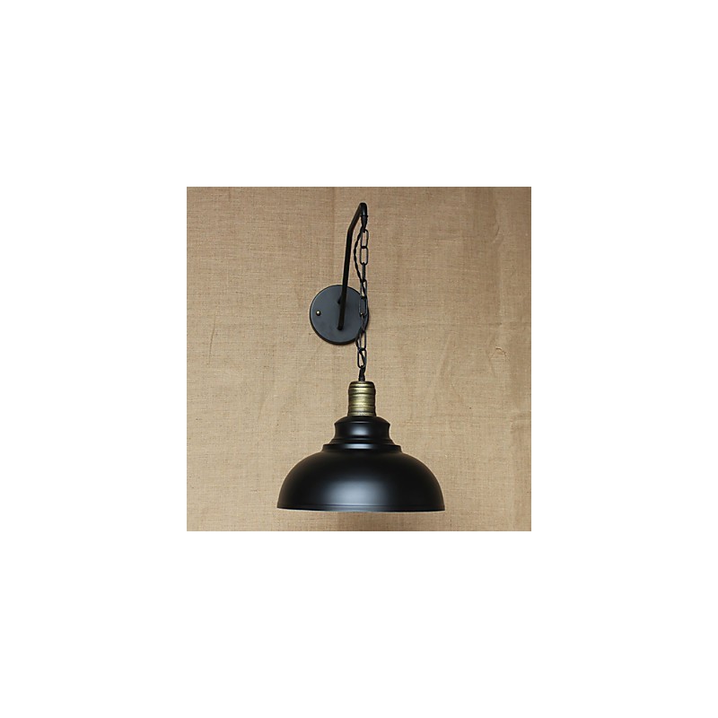Applique da parete industriale retrò in ferro nero per camera da letto, comodino, con lampadina E26/E27