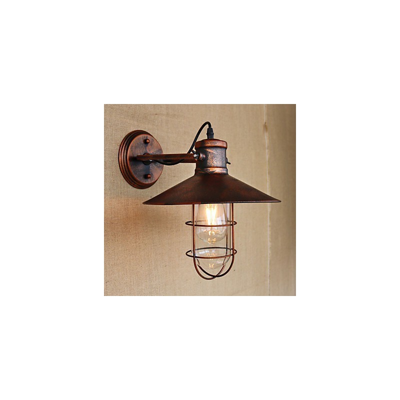Applique da parete industriale retrò nera in metallo con lampadina inclusa E26/E27 40W