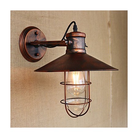 Applique da parete industriale retrò nera in metallo con lampadina inclusa E26/E27 40W
