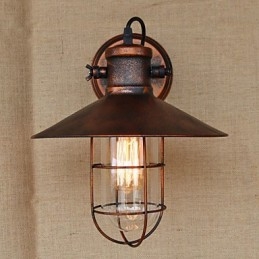 Applique da parete industriale retrò nera in metallo con lampadina inclusa E26/E27 40W