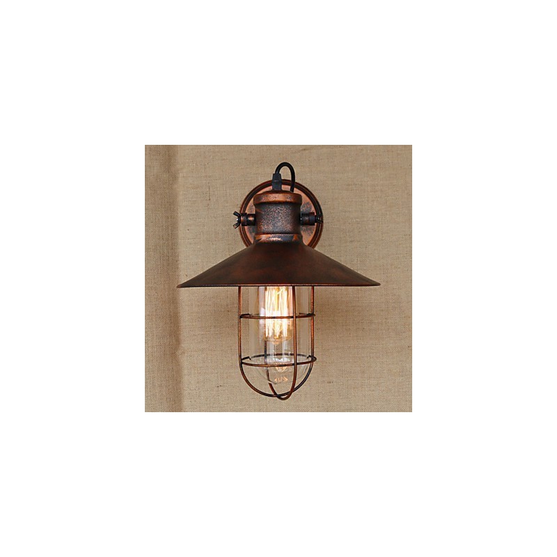 Applique da parete industriale retrò nera in metallo con lampadina inclusa E26/E27 40W