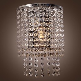 Applique da parete a filo in cristallo trasparente, argento, 1 luce