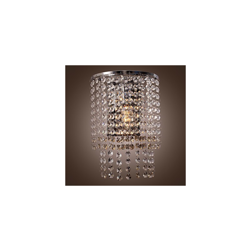 Applique da parete a filo in cristallo trasparente, argento, 1 luce