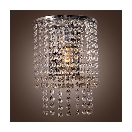 Applique da parete a filo in cristallo trasparente, argento, 1 luce