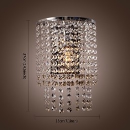Applique da parete a filo in cristallo trasparente, argento, 1 luce