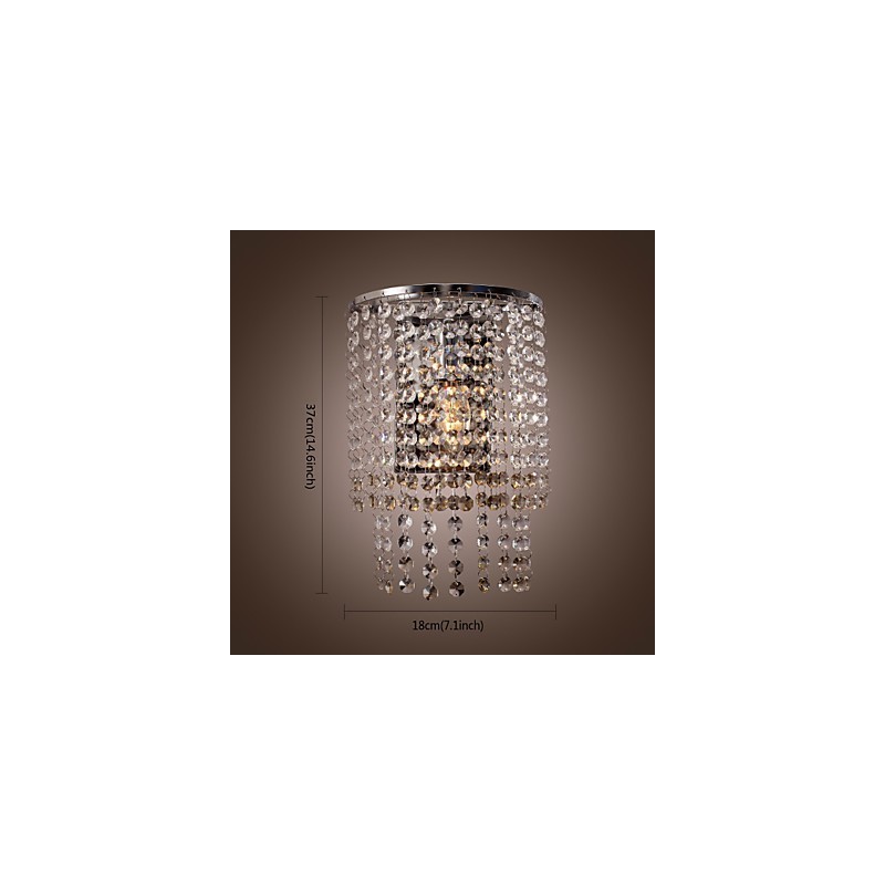Applique da parete a filo in cristallo trasparente, argento, 1 luce